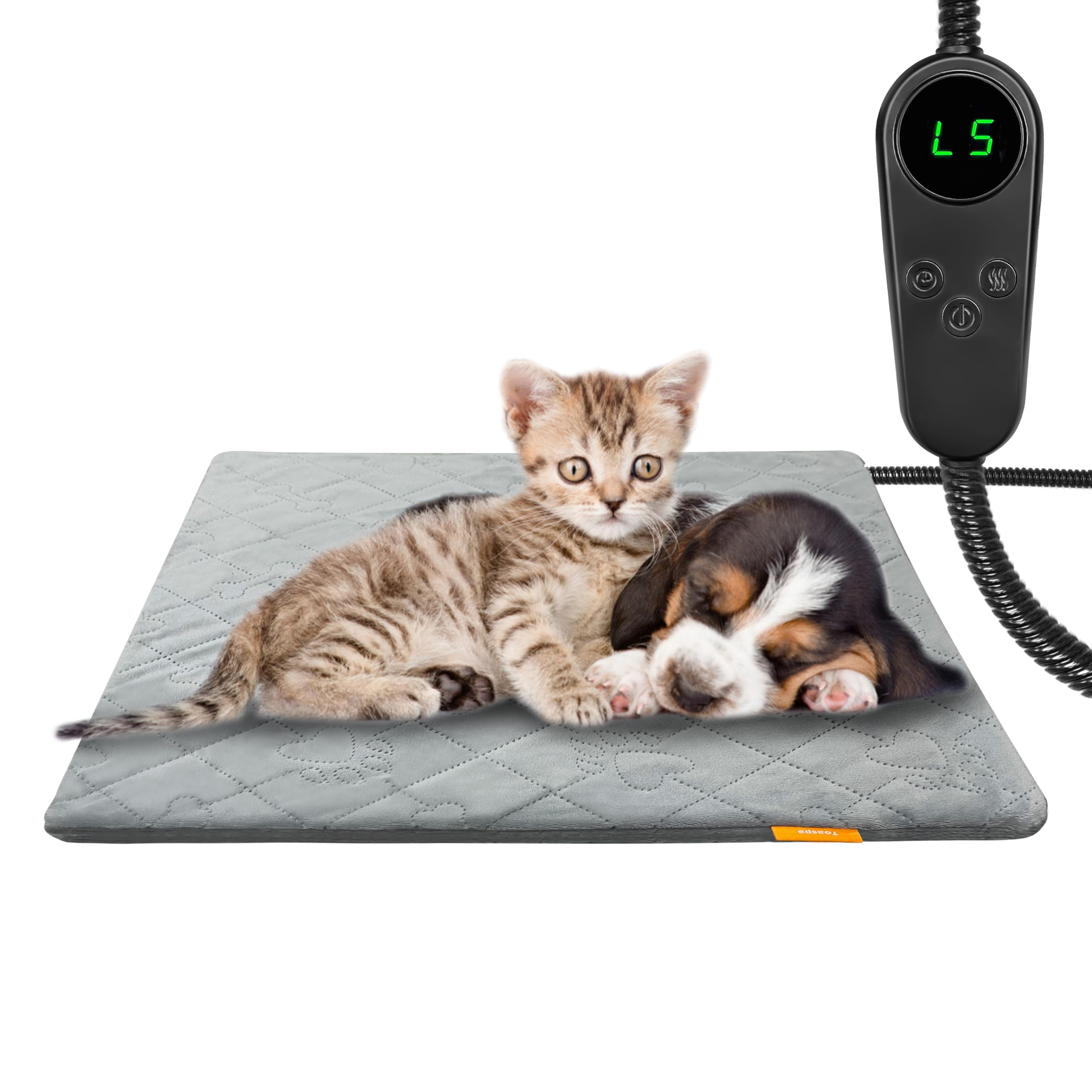 Photo 1 of Toaspa Pet Heating Pad for Cats Dogs Electric Heated Bed Waterproof Warming Mat Indoor Outdoor Chew Resistant Cord Adjustable 5 Timer and 6 Level Temperature for Pets Puppy Animals-17.7x17.7in