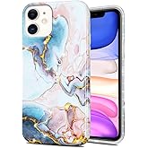 JIAXIUFEN Compatible with iPhone 11 Case Gold Glitter Marble Design Slim Shockproof TPU Soft Rubber Silicone Cover Phone Case for iPhone 11 6.1 inch Watercolor Mint
