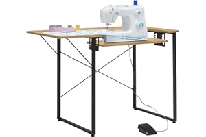 Sew Ready Dart Wood/Metal Multipurpose Machine Table Workstation Desk with Folding Top for Crafts, Sewing, Computers, Laptops, Games, Graphite/Ashwood, 41W