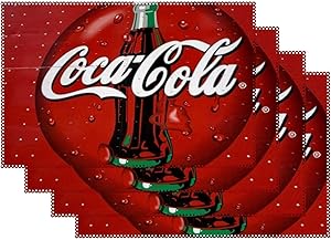 Coca-Cola Set of 4 Rectangle Placemats Heat-Resistant Table Mats Washable Polyester Place Mats for Kitchen Dining Decor