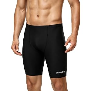 RIKUAOU Men's Athletic Swim Jammers, Square Leg Quick Dry Swim Shorts, UPF 50+ Swimsuit for Lap Swimming Training Surf