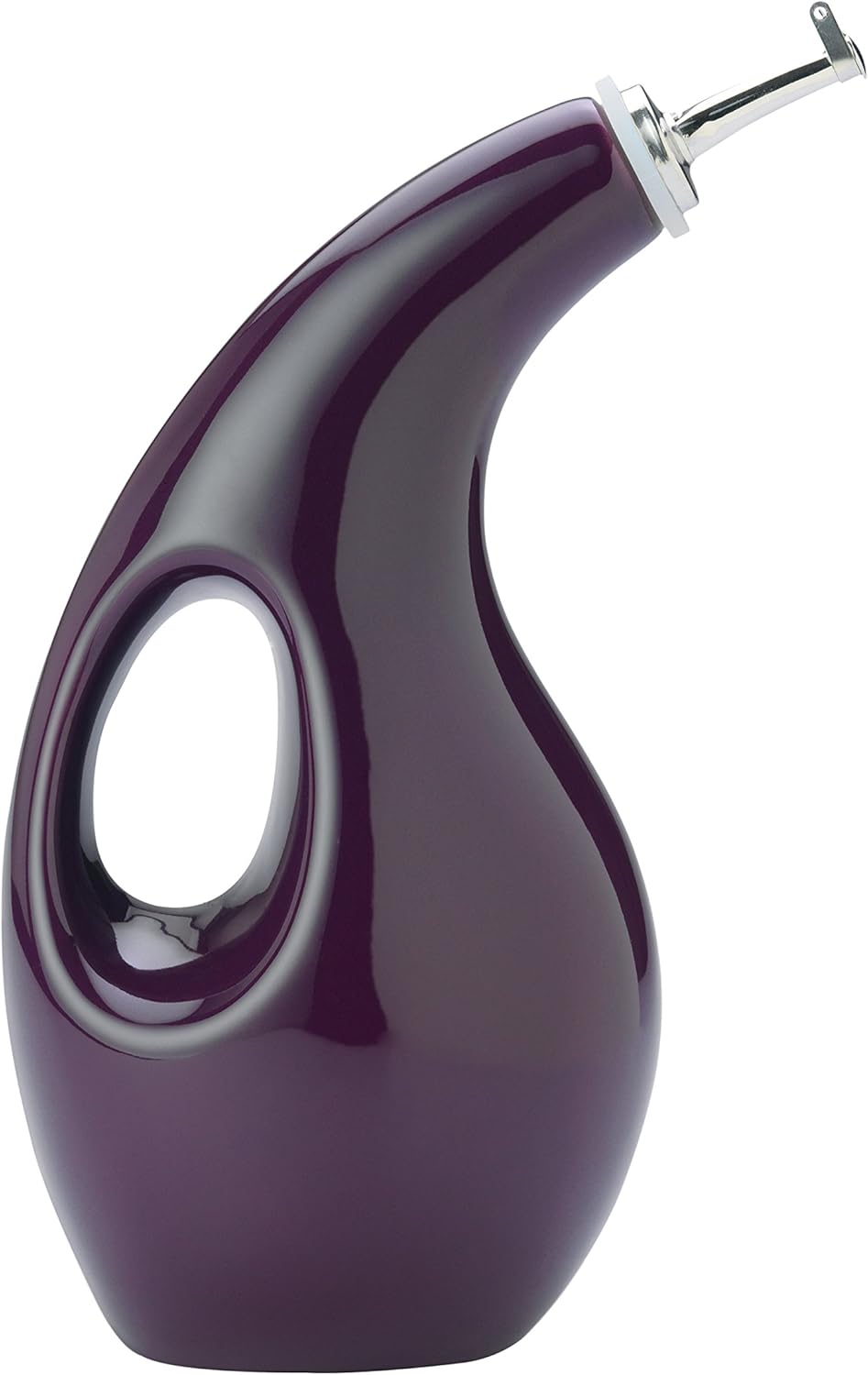Rachael Ray Solid Glaze Ceramics EVOO Olive Oil Bottle Dispenser with Spout, One Size, Purple: Pottery Oil: Kitchen & Dining