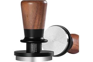 PUSEE 58mm Espresso Tamper, Calibrated Tamper with 30lbs Double Spring Loaded Tamper Walnut Wood Coffee Tamper for Barista Home,Stainless Steel Base Tamper Espresso Tool Fits 58 Portafilters