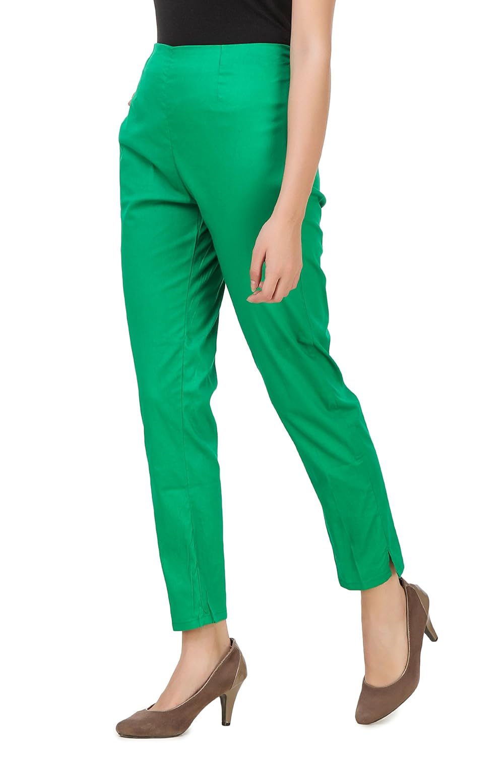 q-rious women's cotton lycra trousers/pants/chinos (pack of 2)