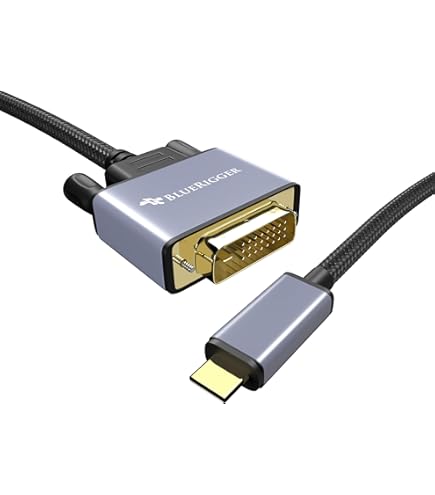 USB-C To DVI Cable Adapter - Male USB-C To Male DVI-D Dual Link Converter 1 8m
