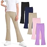 BOOPH 5 Pack Girls Flare Leggings High Waist Bell Bottom Pants Kids Cotton Casual Clothes for Teen Girl