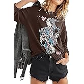 Fazortev Womens Crewneck Graphic Sweatshirts Queen Of Hearts Long Sleeve Shirts Cute Loose Fit Casual Pullover Tops