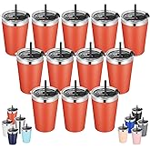 VEGOND 12oz Tumbler Stainless Steel Tumbler bulk Vacuum Insulated Double Wall Travel Tumbler with Lid and Straw Reusable Tumbler, Brick Red 12 Pack