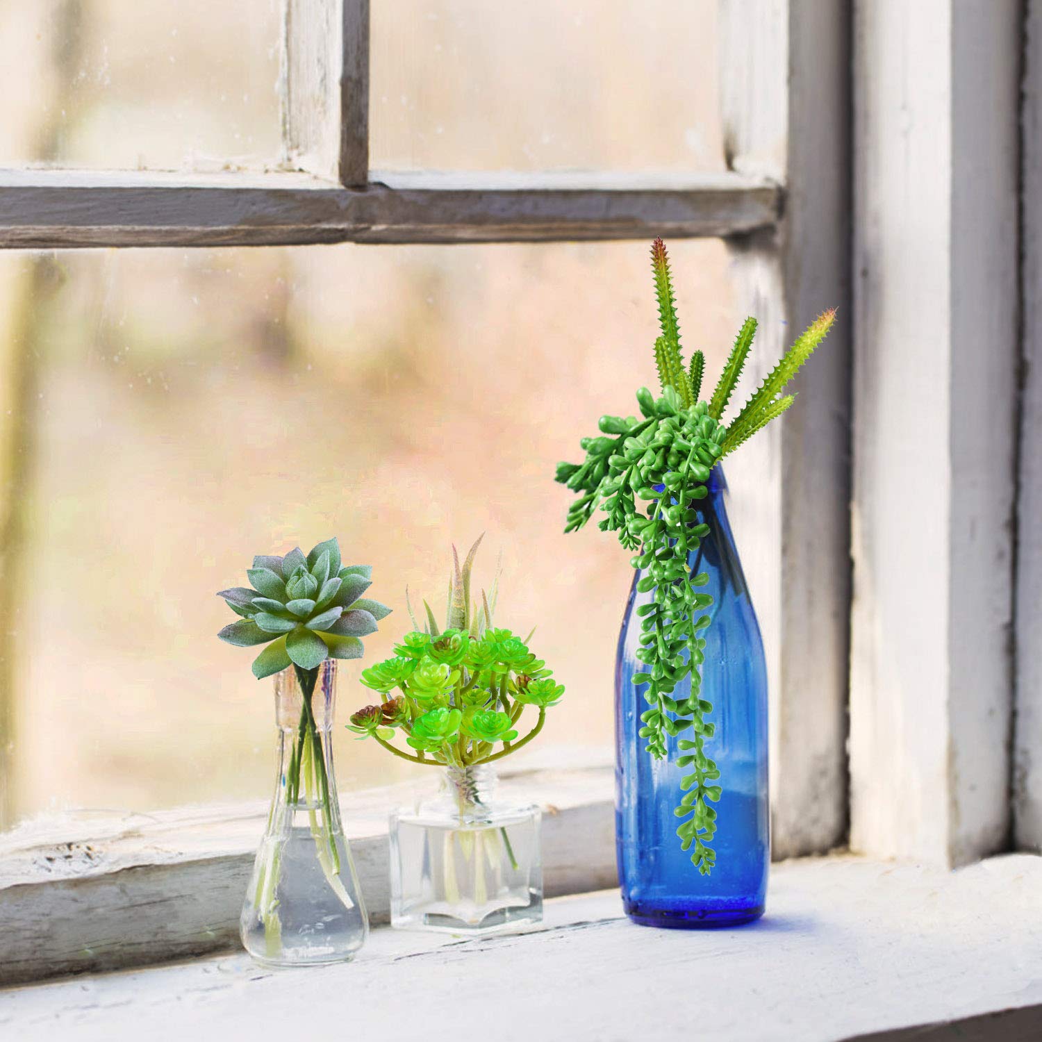 Beaspire Artificial Fake Succulent Plants 5 PCS Fake Plants Unpotted Faux Succulent Assorted for Indoor or Outdoor Decor, Office and Garden Arrangements Decoration