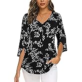 Tencole Womens Tops 2025 Summer Trendy Dressy Shirts 3/4 Sleeve Blouses Tunic V Neck Casual