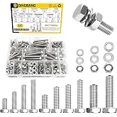 246Pcs Hex Bolts and Nuts Assortment Kit,1/4-20,5/16-18,3/8-16 Stainless Steel Assorted Hex Head Bolts and Nuts,Flat &amp; Lock Washers Set,Fully Threaded,for Home, Auto,Electronic &amp; Industrial Repair