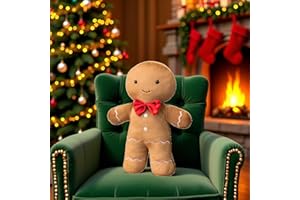 Eoieov Christmas Gingerbread Man Pillows Plush Stuffed Christmas Shape Throw Pillow for Home Decor Sofa Bed Cute Party Ginger Decor Cushion,Man,14.7"