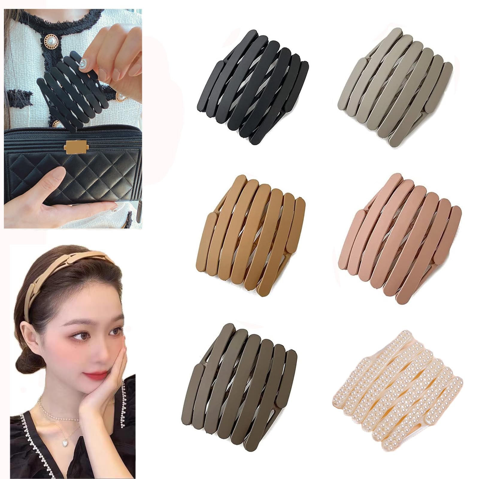 RUIENGCOMM 6 Pcs Hairbands Folding Headband Portable Travel Folding Headband Headbands for Women's Hair Hair Accessories for Women Girls