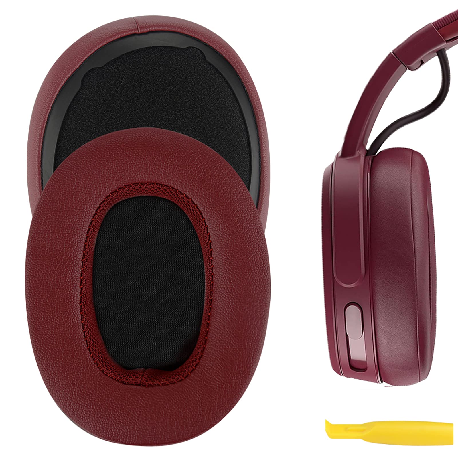 Geekria Replacement Ear Pads for Skullcandy Venue Wireless ANC Headphones, Repair Parts (Deep Red)