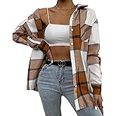 Deer Lady Plaid Flannel Shirts for Women Buffalo Plaid Shirts Oversized Long Sleeve Casual Button Down Blouse Top