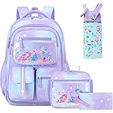 ACESAK Kids School Backpack for Girls, Mermaids Bookbag Backpack with 14OZ Water Bottle, GirlsTeens Middle Student, Girls Backpacks for School (4pcs Water Bottle)