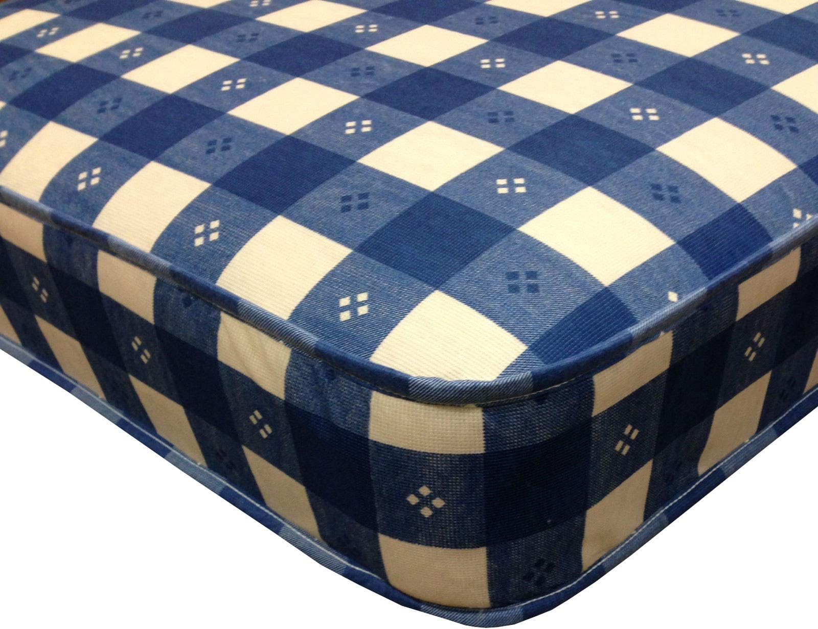 The eXtreme Comfort Quality Kids Budget Spring Mattress 6" Deep. Ideal Kids Budget Mattress, Bunk Bed, Cabin Bed Etc Mattress (3ft SHORT Single, Blue Check)