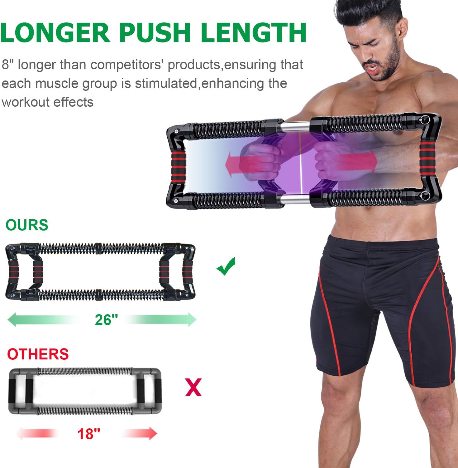 Push Down Bar Machine Home Workout Equipment for Upper Body Workout Chest Arm Fitness Pectoralis Deltoid Training Muscle Shoulder Strengthener 70-220LBS Double-layer Spring Resistance Exercise Gym Kit : Sports & Outdoors