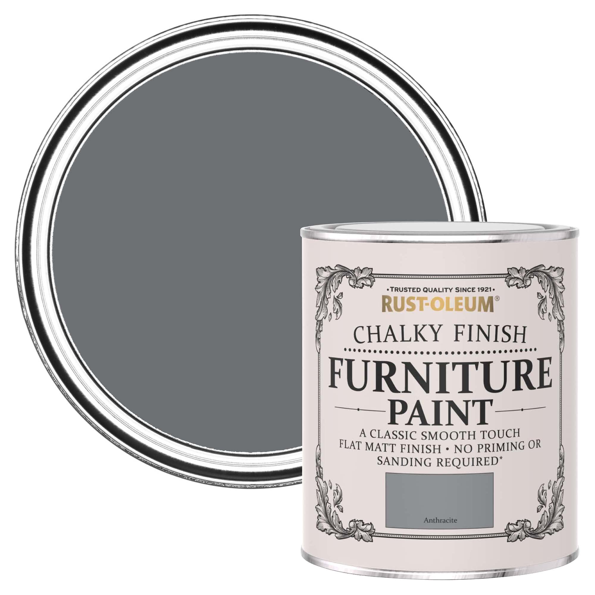 Rust-Oleum Mid Grey Upcycled Furniture Paint in Chalky Finish - Mid-Anthracite 750ml