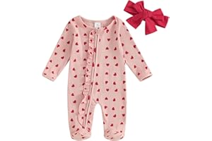 Ayalinggo My First Baby Girl Valentines Day Outfit Knit Onesie Ruffle Romper Newborn Coming Home Outfit Infant Clothes