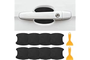PATIKIL 3.54" x 3.94" Car Door Handle Sticker, 8Pcs Carbon Fiber Anti-Scratches Vehicle Door Cup Protector with Scraper Auto 