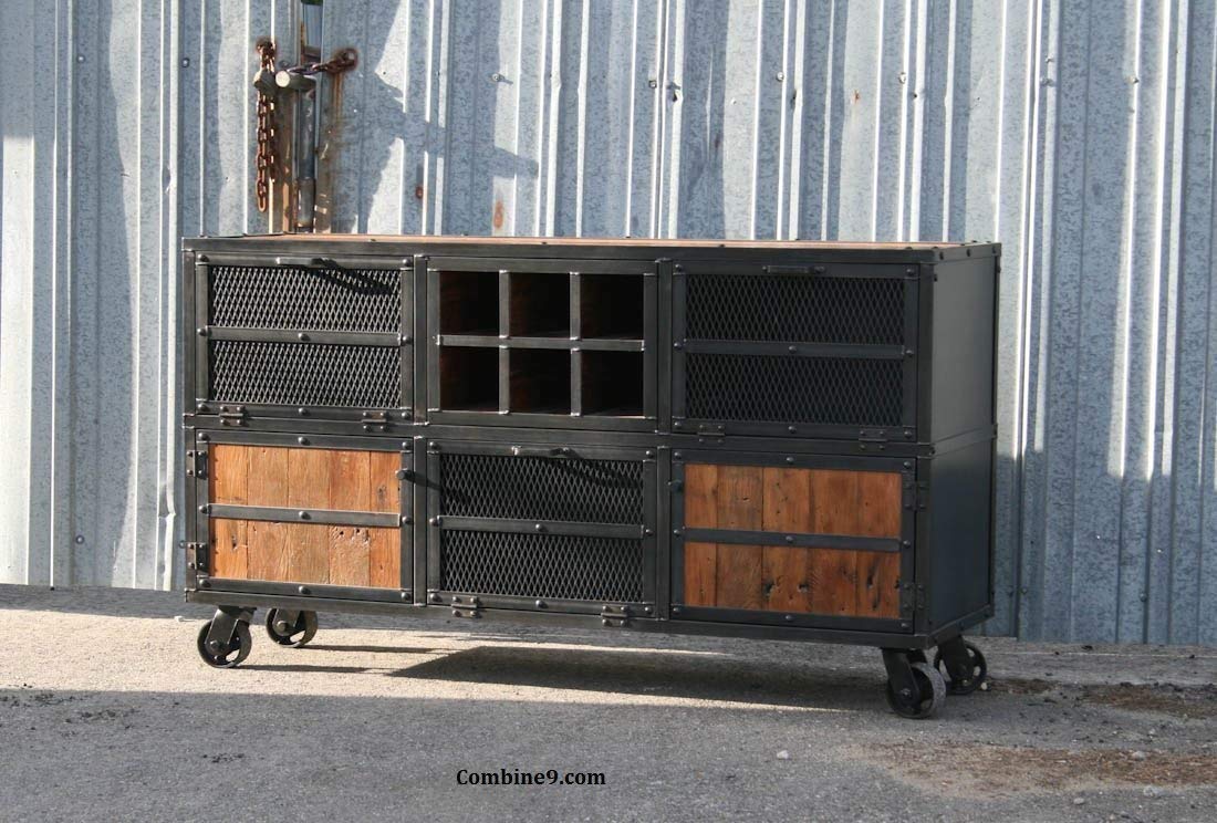 Amazon Com Liquor Cabinet Bar Modern Industrial Reclaimed Wood