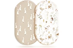 Stretchy Ultra Soft Fitted Bassinet Sheet Set 2 Pack, Universal Fit for Bassinets Baby Cradle Moses Basket Oval Rectangle Mat