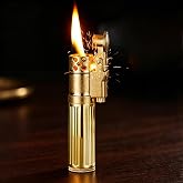 Vintage Kerosene Soft Flame Lighter Fluid Refillable, Cool Trench Lighters, Unique Old Lighters, Novelty Metal Lighter, Gifts for Men, Birthday, Father&rsquo;s Day, Valentine&rsquo;s Day (Gold, Fuel Not Included)