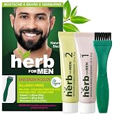 Herb for Men Mustache &amp; Beard Dye (Natural Black, 1 Pack) | PPD-Free, Ammonia-Free, Vegan with Natural Ingredients, Odorless, Gentle for Sensitive Skin, No Skin Irritation