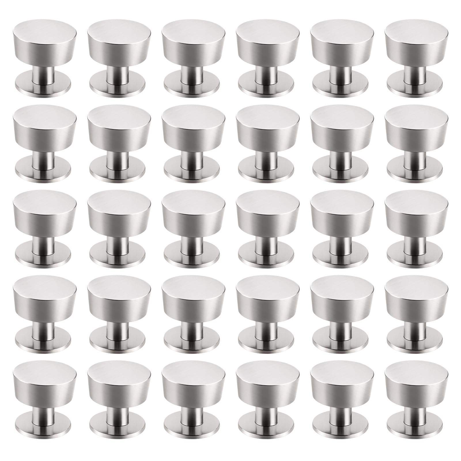 Photo 1 of Tauno 30Pack Brushed Satin Nickel Bathroom Cabinet Knobs Single Hole Kitchen Handles, Solid Round Drawer Knobs and Pulls, Dresser Knobs Zinc Alloy Cabinet Hardware