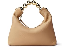 DORIS&JACKY Genuine Leather Top Handle Clutch Bag for Women Small Designer Pearl Tote Purse with Crossbody Chain Strap