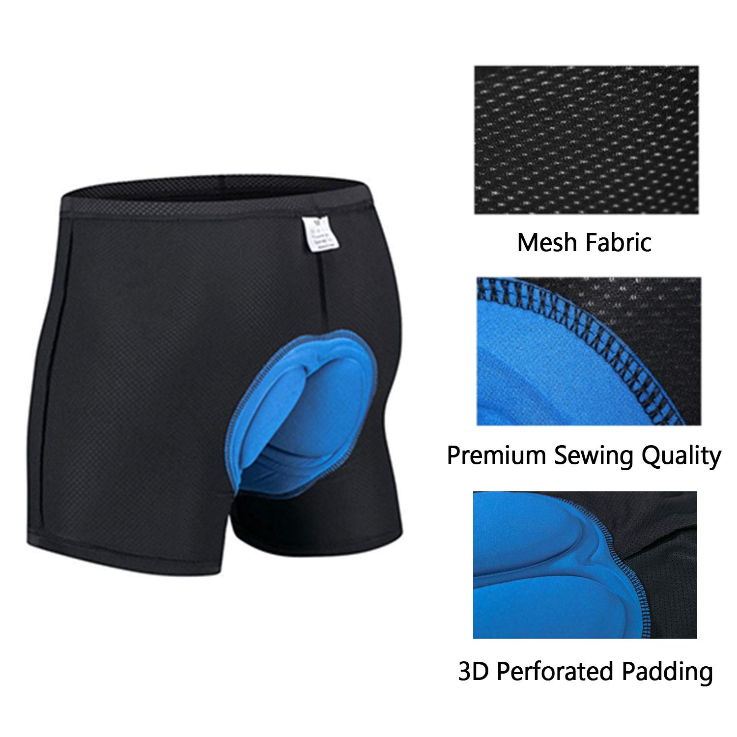 Men\'s Cycling Shorts, Bicycle Cycling Underwear 3D Silicone Padded with High-Density High-Elasticity and Highly Breathable (L)