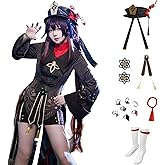 COLSA Anime Game Women Brown Uniform Cosplay Costume Dress Shorts Halloween Outfit Full Set with Accessories Hat