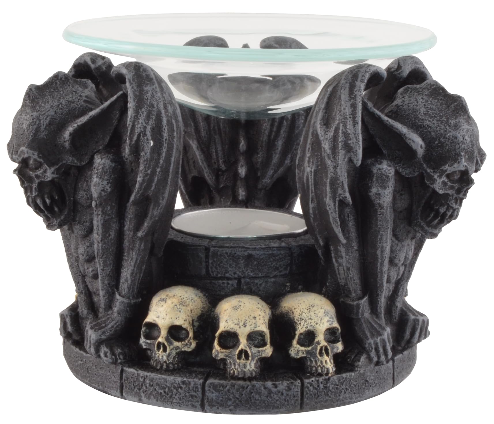 VOGLER Joh. Vogler GmbH 3 Gargoyles Skull Oil Burner with Glass Bowl