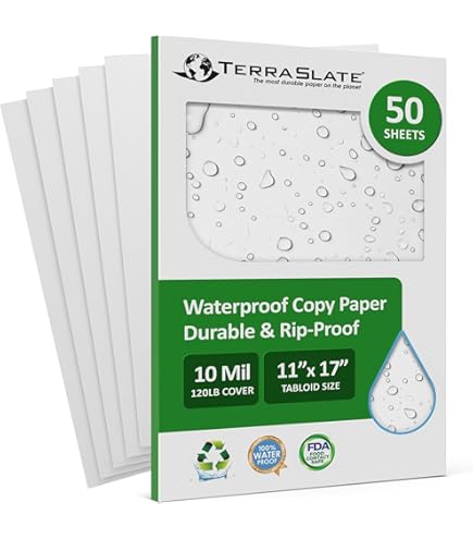 thumbnail image 2 of 8 MIL Waterproof Paper 11x17 - 50 Sheets Rip-Proof Synthetic Paper For Laser Printers 2 of 6