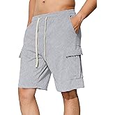 Asrlivp Mens Casual Cargo Shorts Cotton Elastic Waist Drawstring Sweat Shorts Gym Workout Jogger Shorts