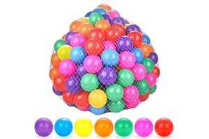 YUFUL Ball Pit Balls 200 Count for Kids, Plastic Balls for Ball Pit, 2.2" Crush Proof Play Balls BPA Free Non-Toxic, 7 Kinds of Bright Color Ocean Balls Includes Reusable Net Bag (Rainbow)