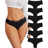 FINETOO Cotton Underwear for Women Sexy Panties Lace Hipster Low Rise Breathable Womens Cheeky 6 Pack S-XL