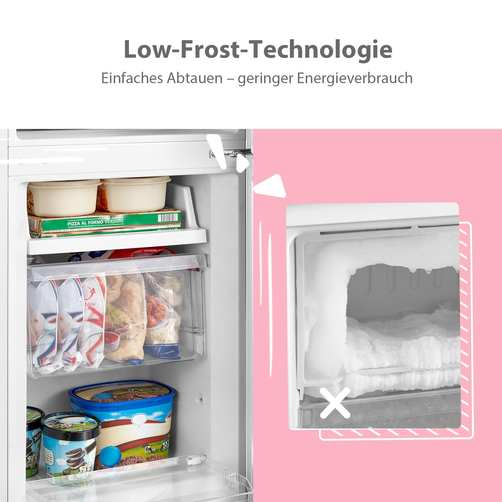 Comfee‘ Kühlschrank mit Gefrierfach 174L, EEK D, Höhe 150cm, Kühl-Gefrierkombination-115L Kühlteil, 59L 4 Sterne Gefrieren -24℃, 156 kWh/Jahr, Low Frost für kleine Wohnungen, Büros, RCB169DS3 Silber 4