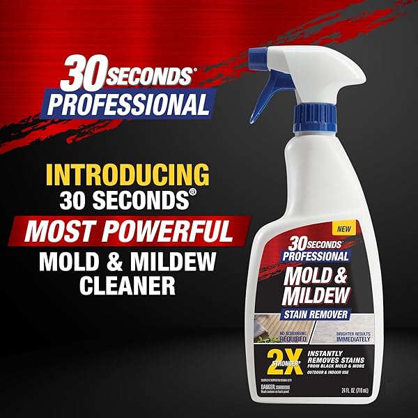 30 SECONDS PRO MOLD AND MILDEW STAIN REMOVER | SCRUB FREE | BRIGHTER RESULTS INSTANTLY | READY TO USE REFILL | 128 FL. OZ. – PACKAGING MAY VARY