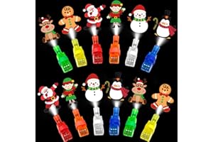 SURCVIO Christmas Party Favors for Kids, 36 Pcs LED Light Up Finger Lights Glow in The Dark Toys, Christmas Themed for Exchange Prizes Goodie Bag Stuffers Party Supplies