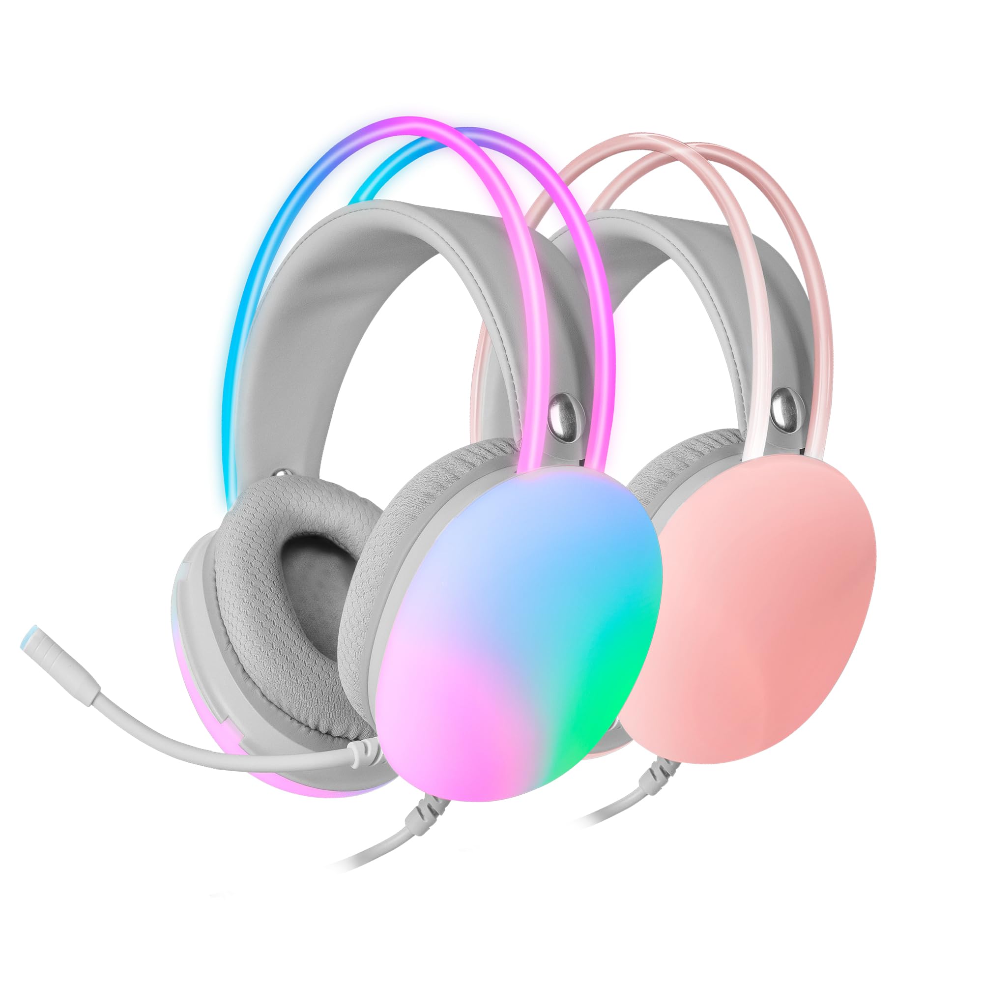 Mars Gaming MH-GLOW, 360° Full Chroma RGB Flow Headset, Noise Cancelling Microphone, Ultralight Design, Memory Foam, Windows/PS4/PS5/XBOX SERIES X|S/ONE/Mac/Switch/Switch 2/Smartphone/Tablet, White