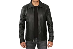 BLINGSOUL Brown Leather Jacket Men - Black Real Lambskin Mens Leather Jacket
