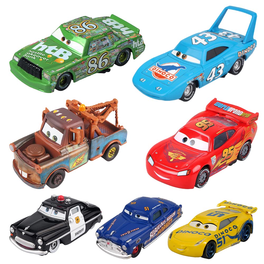 Photo 1 of Car 2 3 Toys Mater Chick Hicks The King Doc Hudson Sheriff Diecast Car Toy Set for Boy Kids (7pcs)