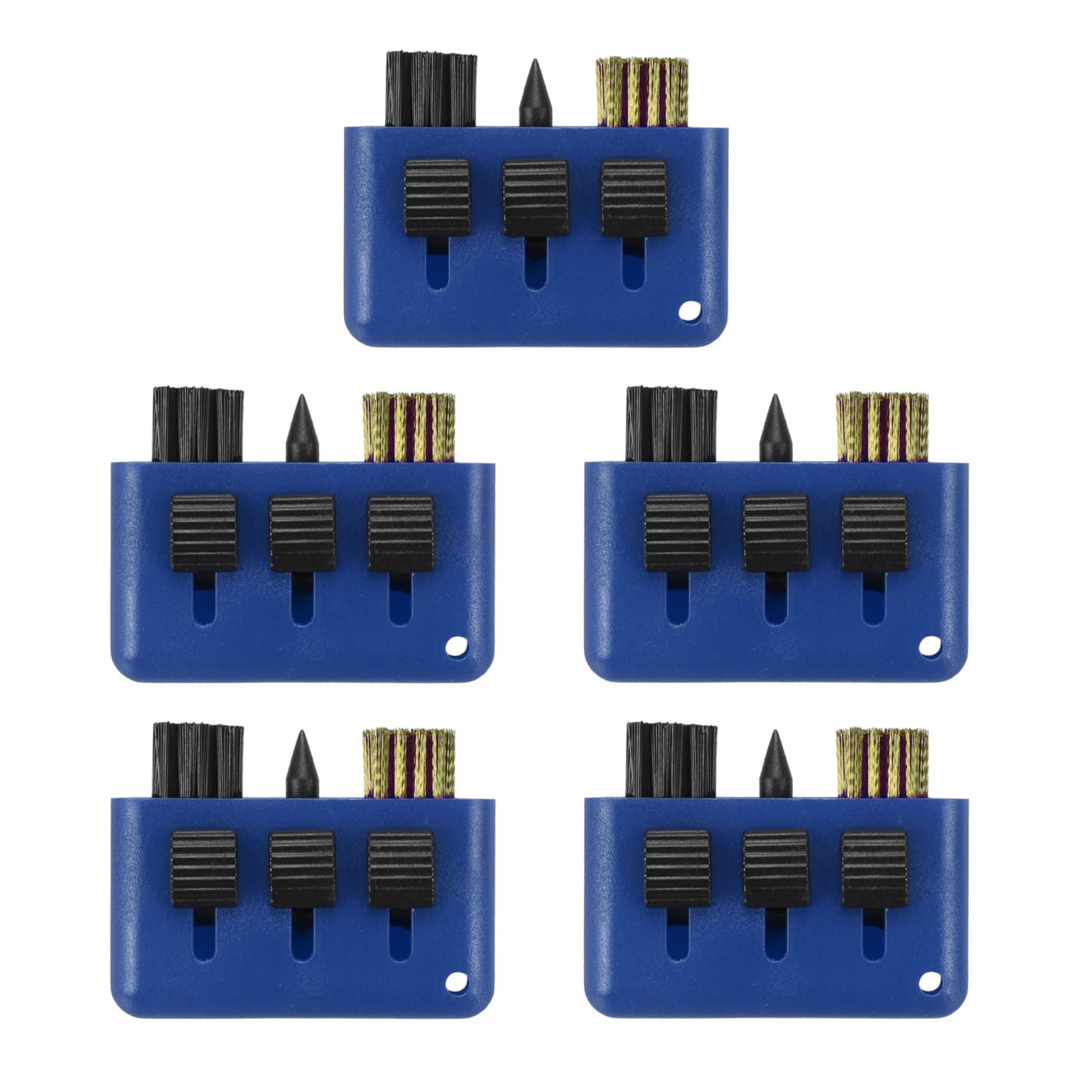 PATIKIL Golf Club Brush, 5 Pack Pocket Golf Club Groove Cleaner 3 In1 Retractable Sharpener Nylon and Wire Bristles, Blue