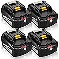 Fhybat 4 Packs Li-ion 18 Volt BL1860B Battery Replacement for Makita 18V Batteries LXT BL1890 BL1860 BL1850B BL1850 BL1840B BL1840 BL1830B BL1830 BL1815 BL1820 BL1820B(Black)