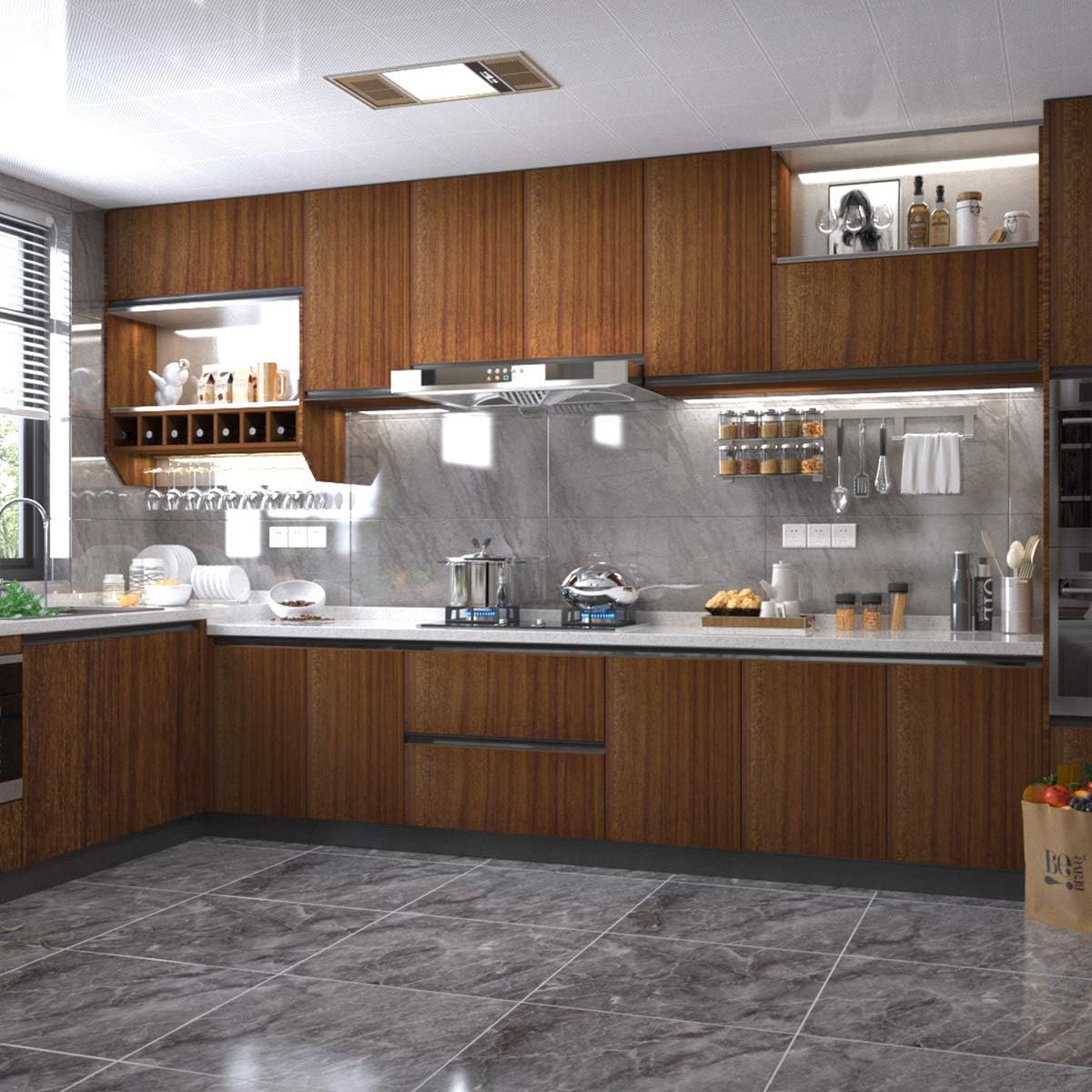 JSEVEM 40CM×5M Light Brown Walnut Wood Wallpaper Peel and Stick Waterproof Brown Walnut Wood Grain Contact Paper Vinyl Wrap Self Adhesive Furniture Sticker for Kitchen Cabinets Table Wardrobe Cupboard - Image 3