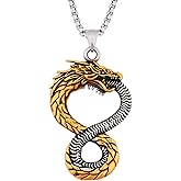 HAQUIL Dragon Necklace, Ouroboros Serpent Pendant, Dragon Jewelry Gift for Men and Women