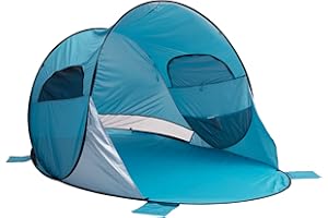 Pop Up Beach Tent - Fits 2-3 People - Sun Shelter with UV Protection and Ventilation - Water and Wind Resistant Camping Canopy by Wakeman (Blue)