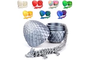 Memogizz 12inch Dragon Egg, Year of The Dragon, 3D Printed Dragon, Executive Desk Toys, Articulated Dragon, Fidget Toys Gifts for Graduates Students Teachers Adults (Silver)